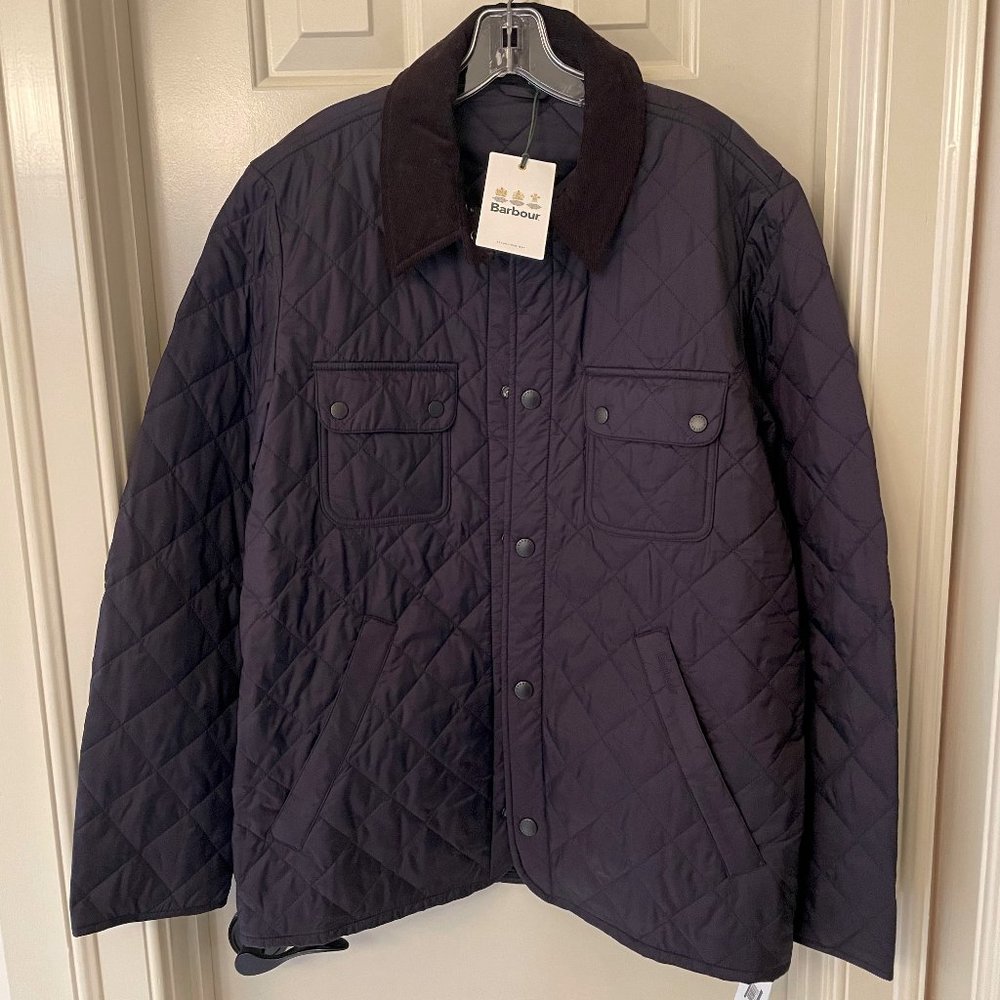 Quilted Barbour Jacket, Medium, Navy Blue